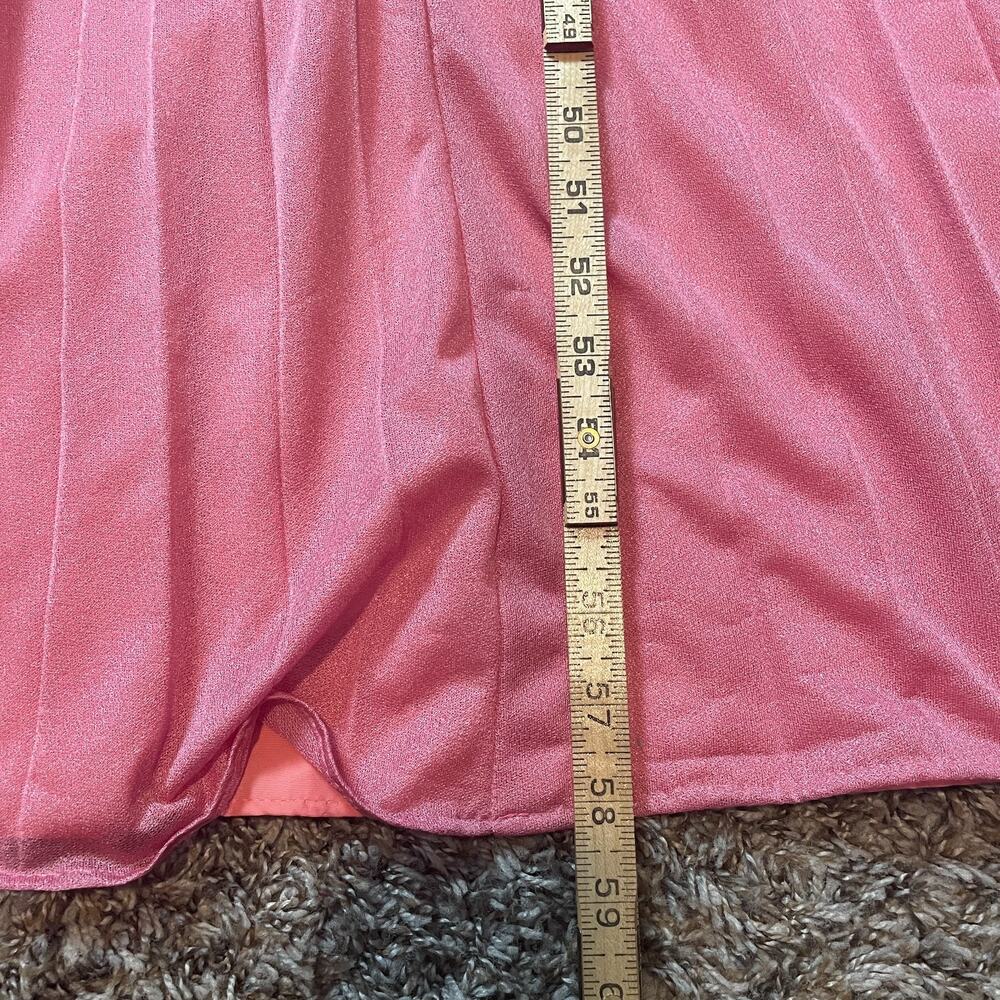 Vintage Formal Dress Size Small Pink Accordion Pleated Maxi Prom Bridesmaid 80s - Picture 15 of 16